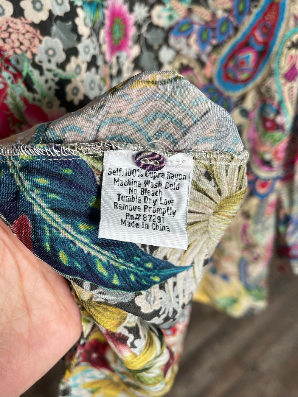 Johnny Was Milla vibrant floral patchwork button down shirt - Picture 12 of 12